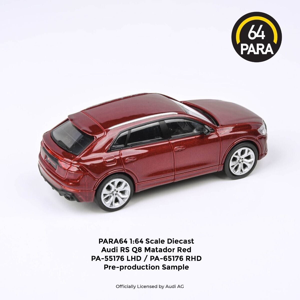 PARA64 1:64 Scale Diecast Model Car - Audi RS Q8 in Matador Red - LHD