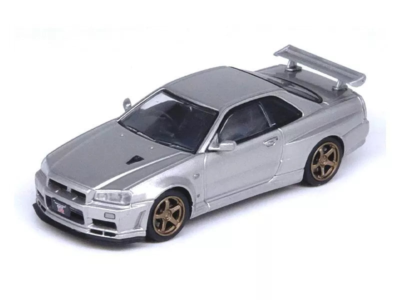 Inno64 1:64 Diecast - Nissan Skyline GT-R (R34) V-Spec II, Silver - in64-R34VS-SIL