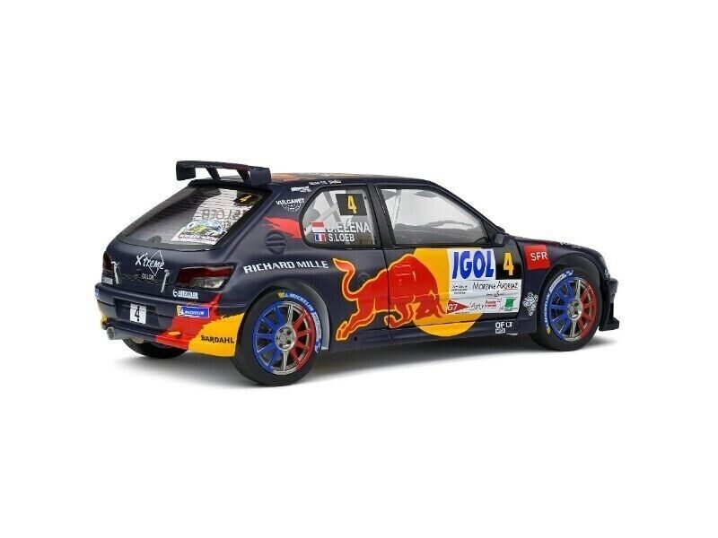SOLIDO 1:18 Scale Diecast - Peugeot 306 Maxi Rally Du Mont Blanc Red Bull S.Loeb