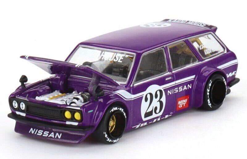 Mini GT 1:64 Scale Kaido House Datsun Kaido 510 Wagon Carbon Fiber V1, Purple - KHMG062