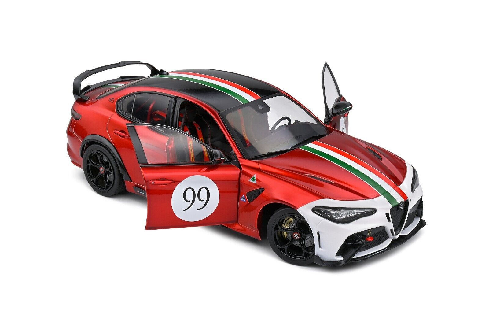 SOLIDO 1:18 Diecast Model Car - 2022 Alfa Romeo Giulia GTA-M TRICOLOR MUGELLO 1969 LIVERY