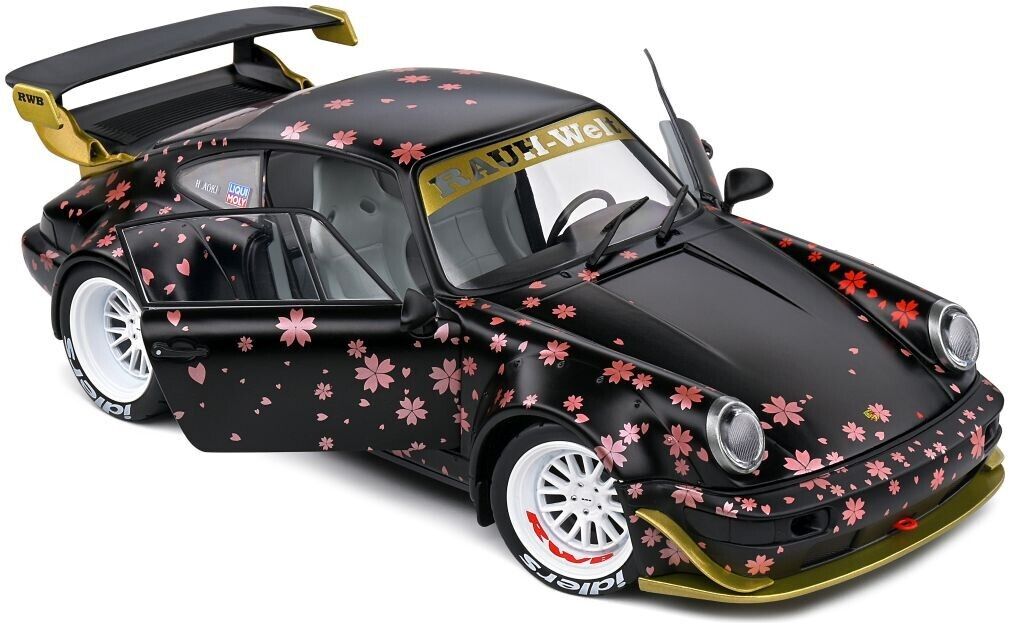 SOLIDO 1:18 Scale Diecast Model, Porsche 911 RWB Bodykit Aoki, Black 2021