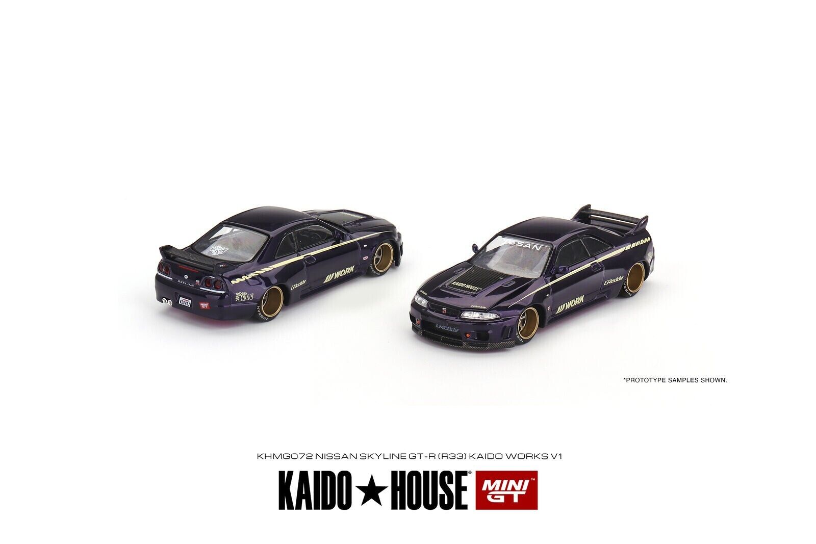 Mini Gt Kaido House 1:64 Nissan Skyline GT-R (R33) Works V1 Black/Purple - KHMG072