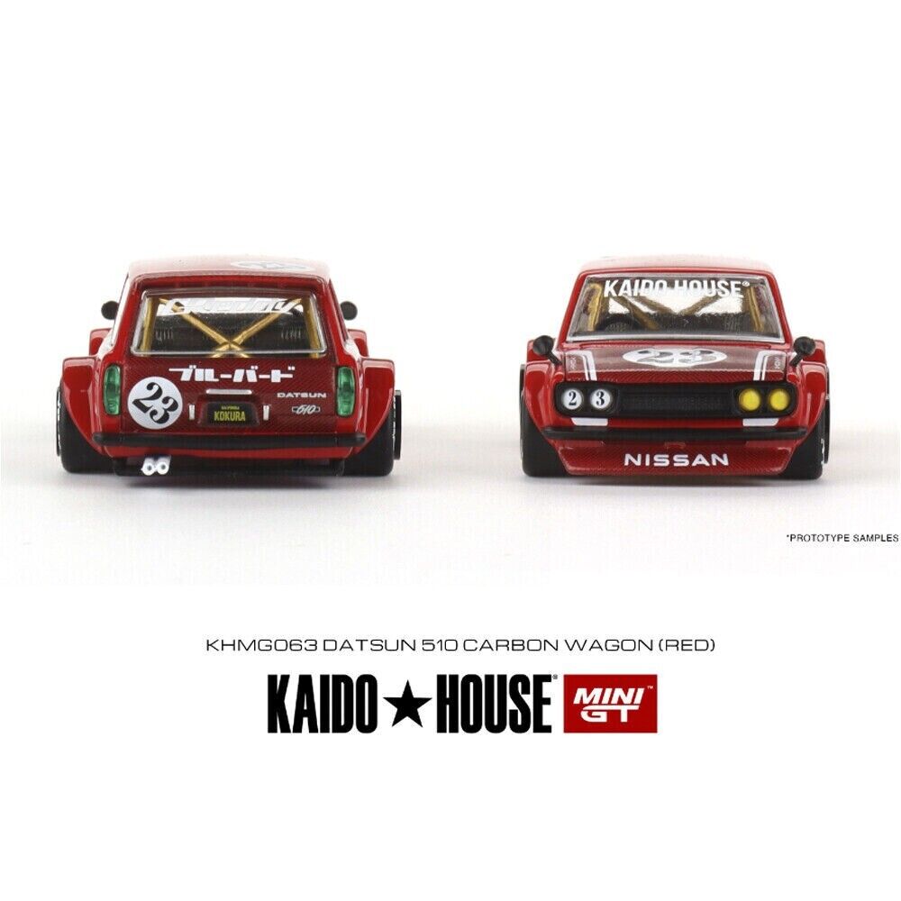 Mini GT 1:64 Scale Kaido House Datsun Kaido 510 Wagon Carbon Fiber V2 - Red - KHMG063