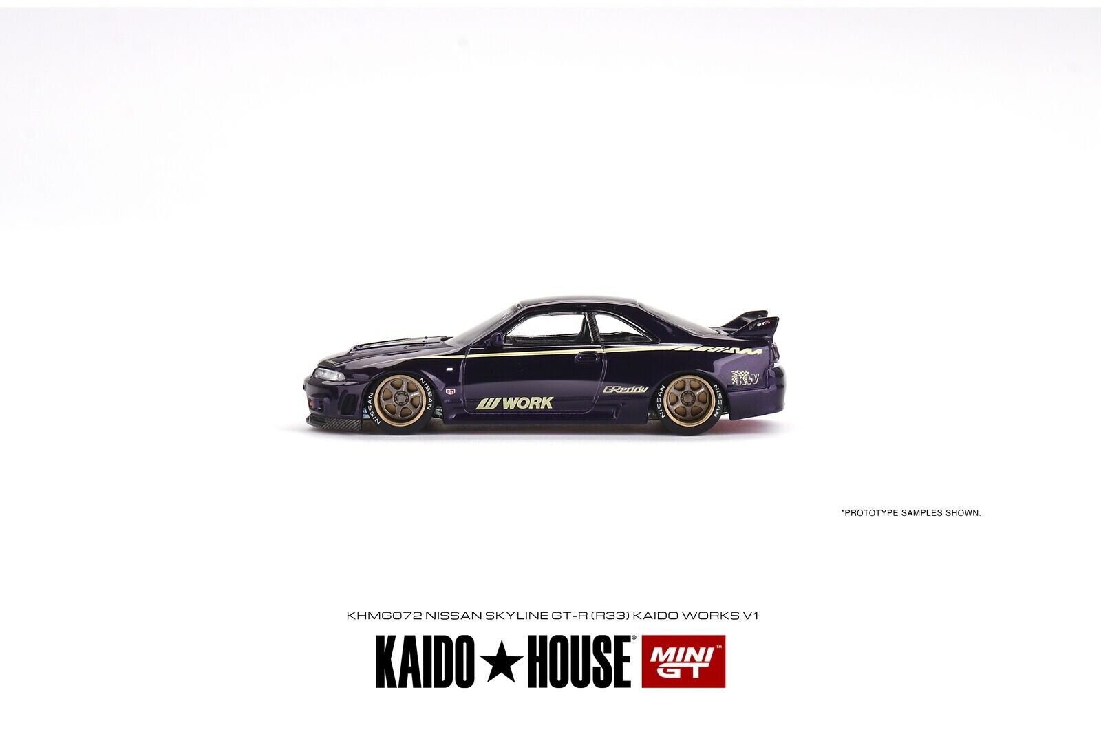 Mini Gt Kaido House 1:64 Nissan Skyline GT-R (R33) Works V1 Black/Purple - KHMG072