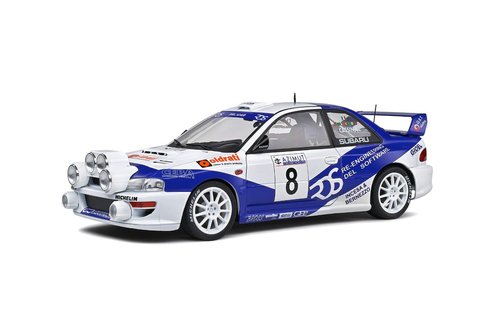 Solido 1:18 Diecast Model - Subaru Impreza WRC 99 Rally Azimut 2000 (Night Version)