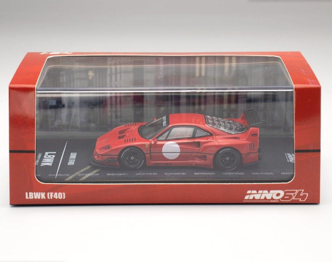 INNO64 1:64 Scale Diecast Ferrari F40 LBWK - Liberty Walk, Tokyo Red