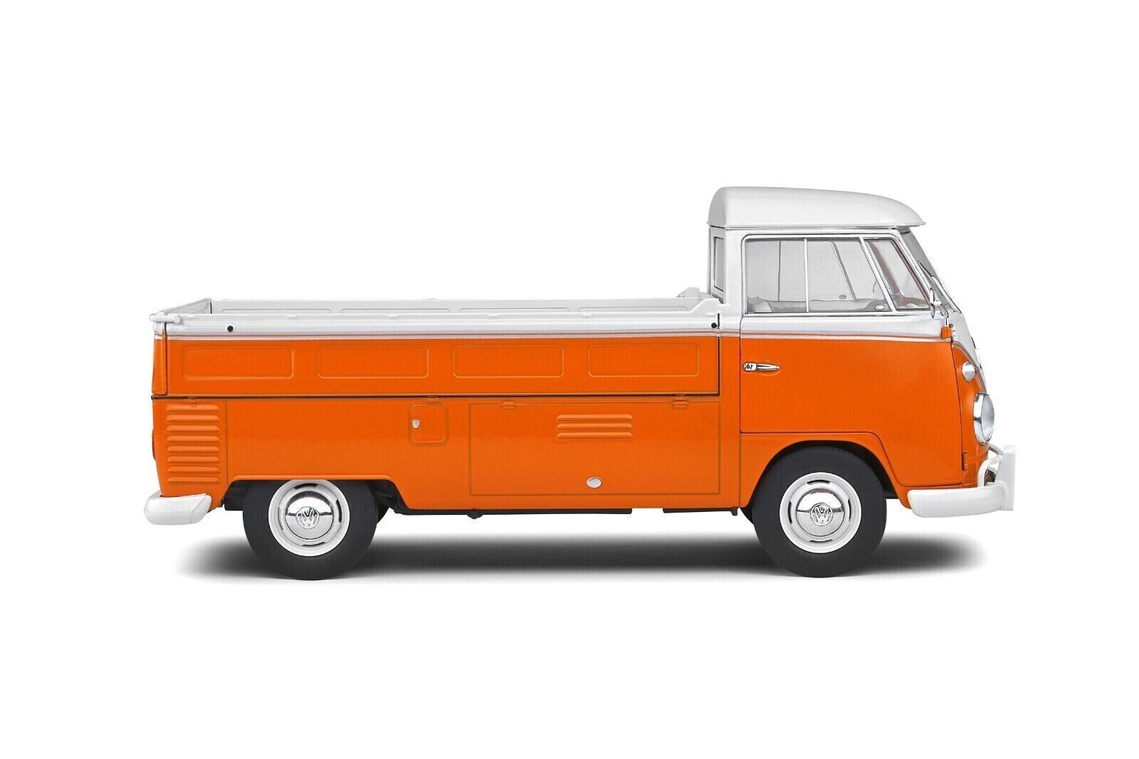 SOLIDO 1:18 Scale Diecast Model Car, Volkswagen VW T1 Pick Up 1950 Orange/White