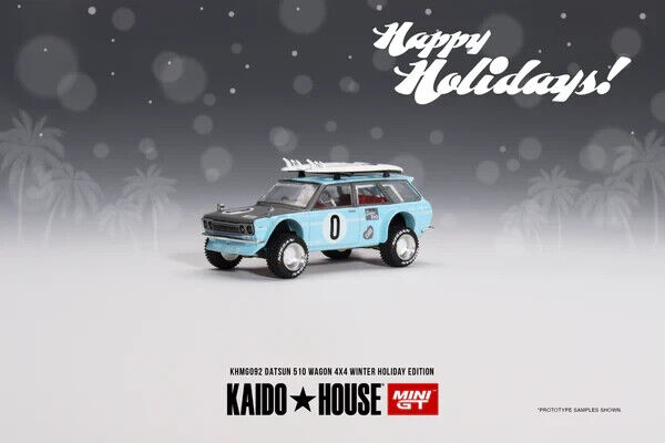 Mini GT 1:64 Datsun KAIDO 510 Wagon 4x4 Winter Holiday Edition, Blue - KHMG092