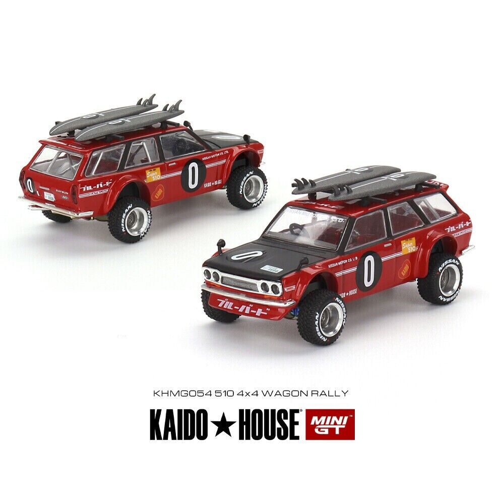 Mini GT 1:64 Datsun KAIDO 510 Wagon 4x4 GT Surf Safari RS V2, Red - KHMG054