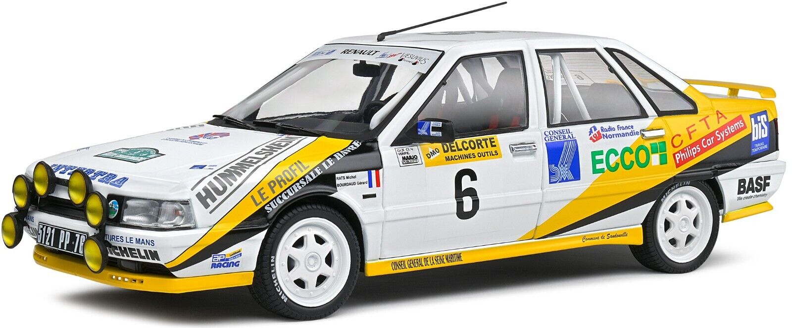 SOLIDO 1:18 Scale Diecast - Renault R21 Turbo GR.A White Rally Charlemagne 1991