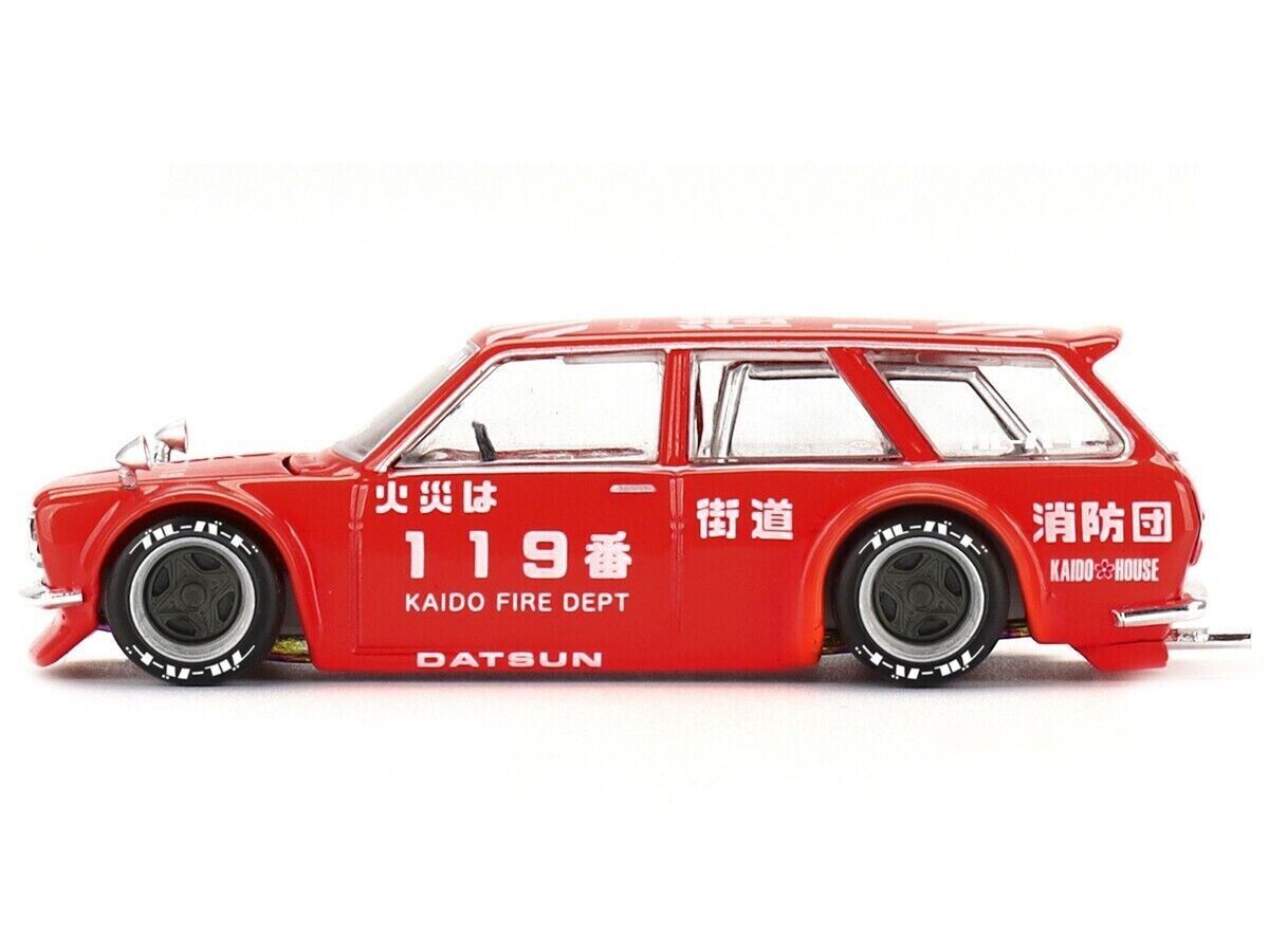 Mini GT 1:64 Scale Kaido House Datsun Kaido 510 Wagon Fire V1, Red - KHMG020