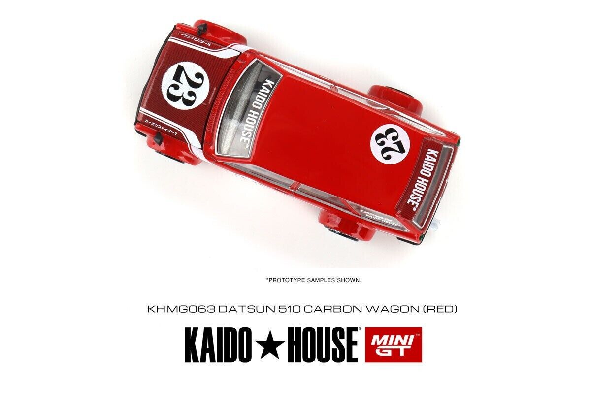Mini GT 1:64 Scale Kaido House Datsun Kaido 510 Wagon Carbon Fiber V2 - Red - KHMG063