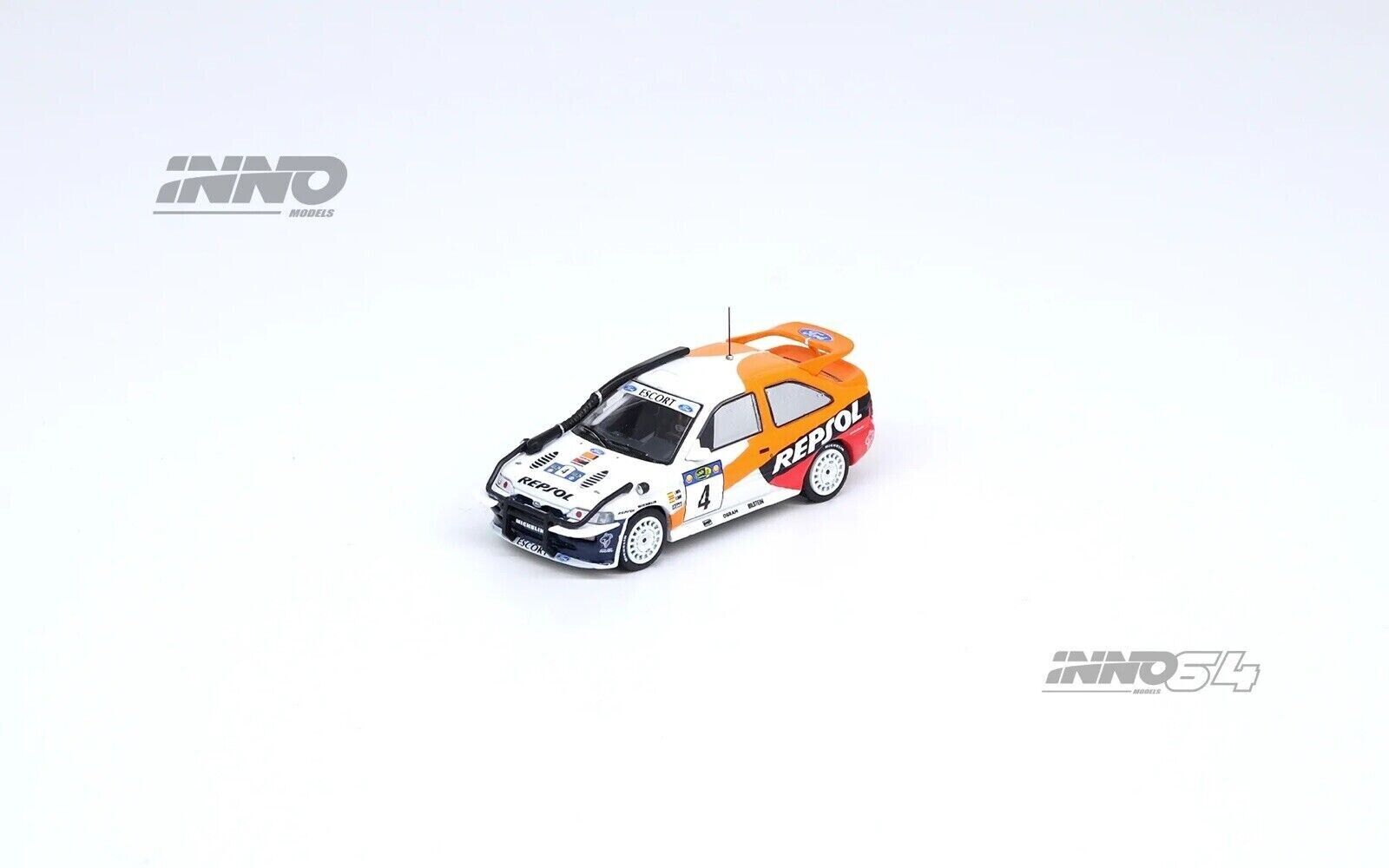 INNO64 1:64 Scale Diecast Model Car - Ford Escort RS Cosworth Repsol Safary Rally Kenya 1996 LHD