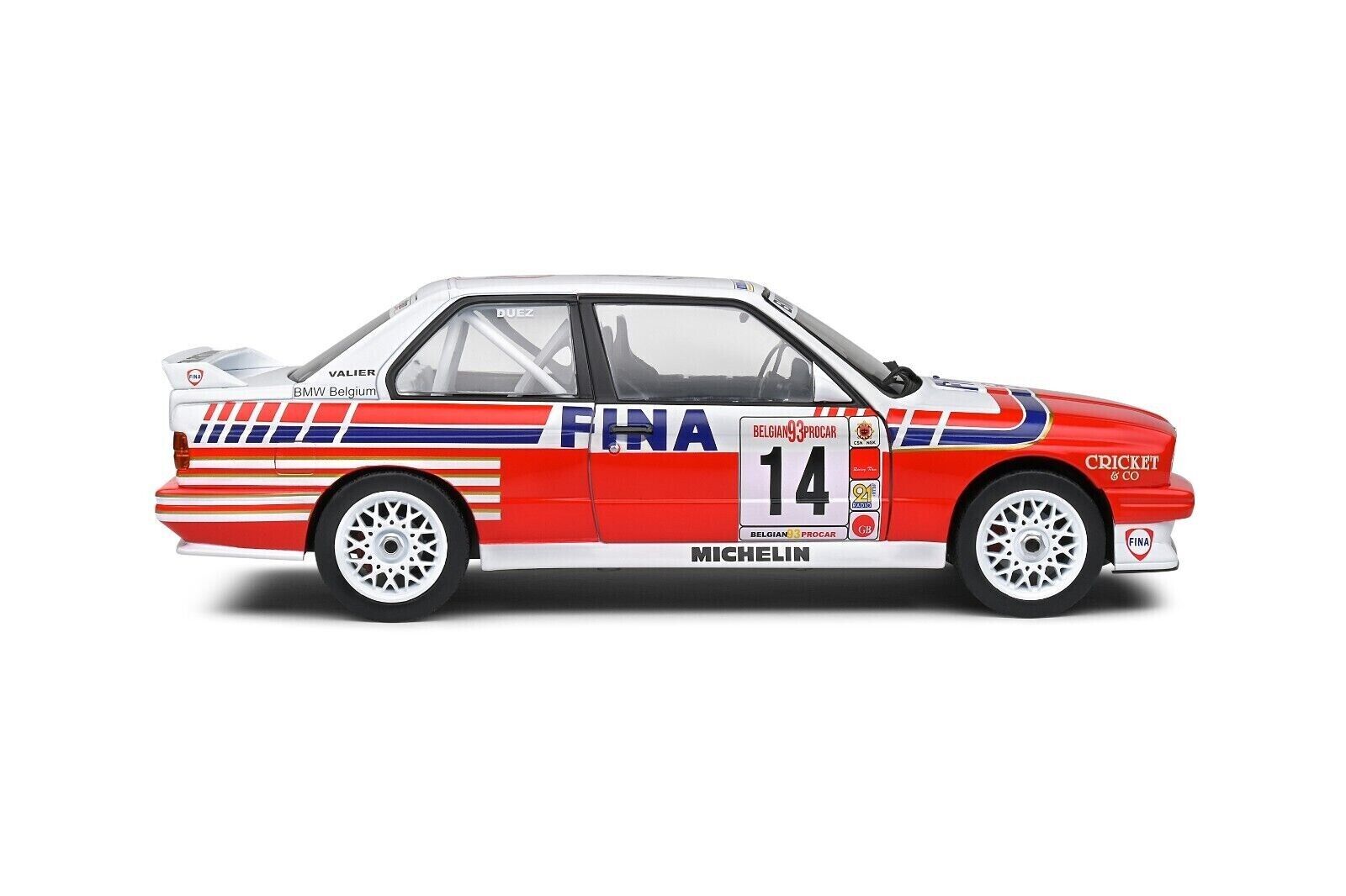 SOLIDO 1:18 Scale Diecast Model, BMW E30 M3 #14 Duez Belgium Procar 1993