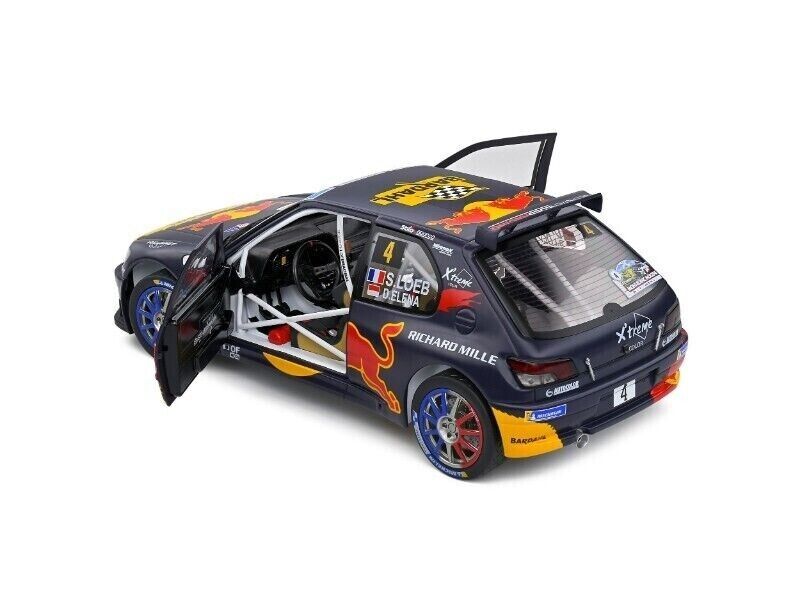 SOLIDO 1:18 Scale Diecast - Peugeot 306 Maxi Rally Du Mont Blanc Red Bull S.Loeb