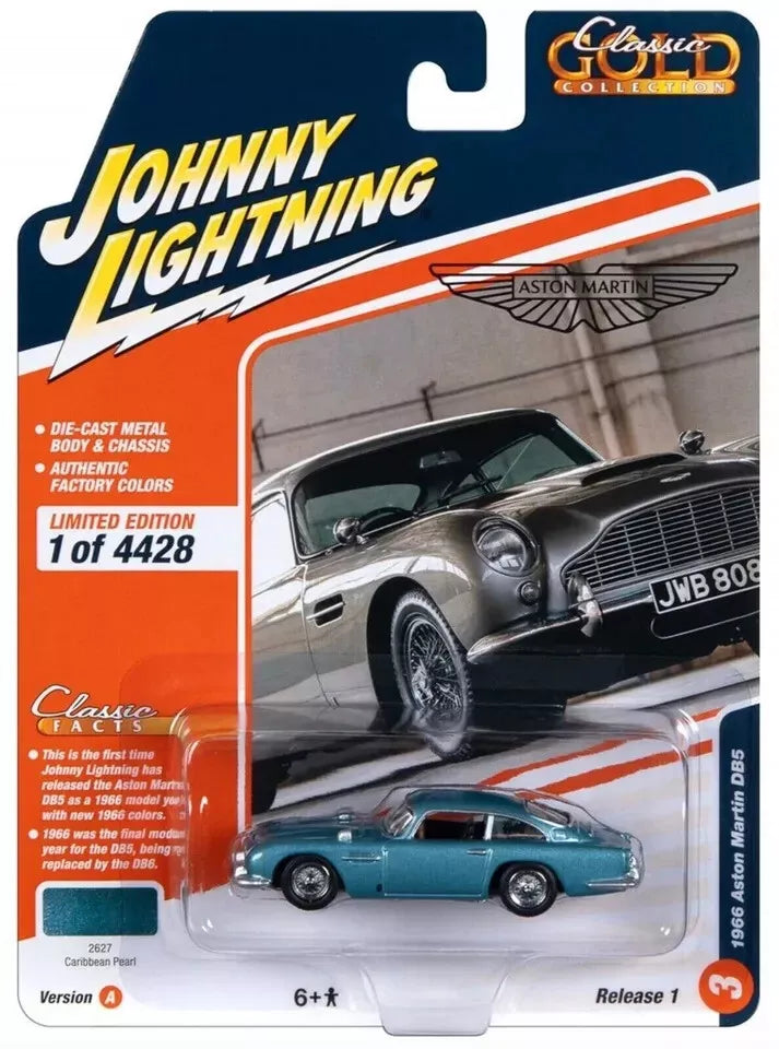 Johnny Lightning 1:64 Scale 1966 Aston Martin DB5, Caribbean Blue - JLCG031