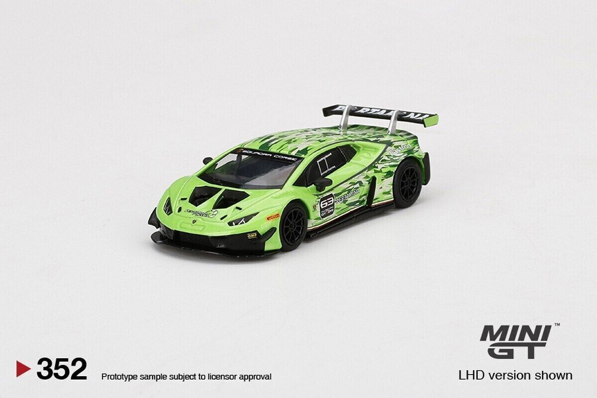 Mini GT 1:64 Diecast MGT00352-L Lamborghini Huracán GT3 Evo Presentation Car #63