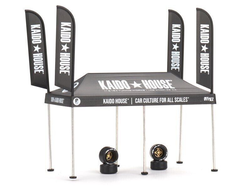 Mini GT 1:64 Kaido Tent v1 with set of rims, Black/White - MGTKHMG061