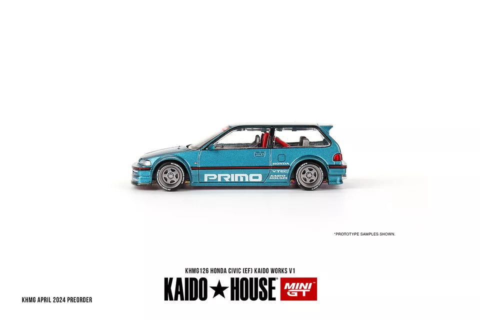 Mini GT 1:64 Kaido House 1987 HONDA CIVIC (EF) KAIDO WORKS V1, Tahitian Green - KHMG126
