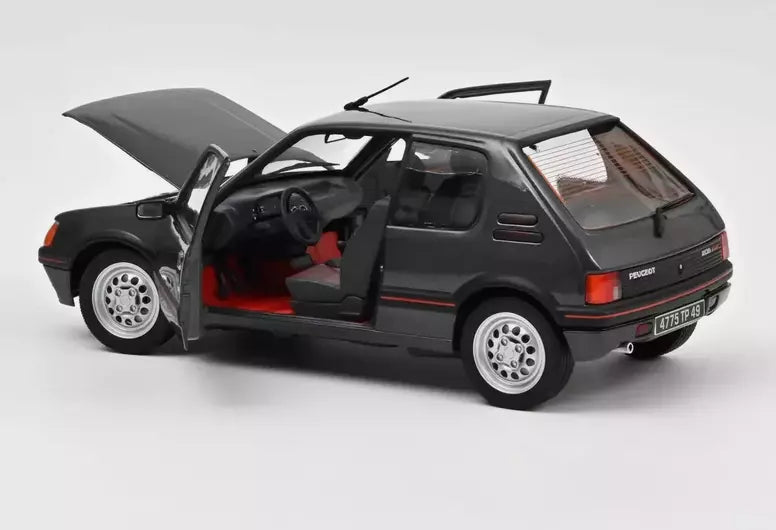NoRev 1:18 Scale Diecast Car, 1988 Peugeot 205 1.6 GTi, Graphite Grey - 184845