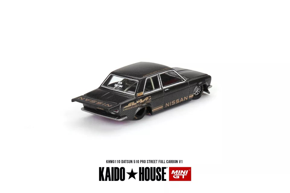 Mini GT 1:64 Scale Kaido House Datsun 510 Pro Street Full Carbon V1 -Black - KHMG110