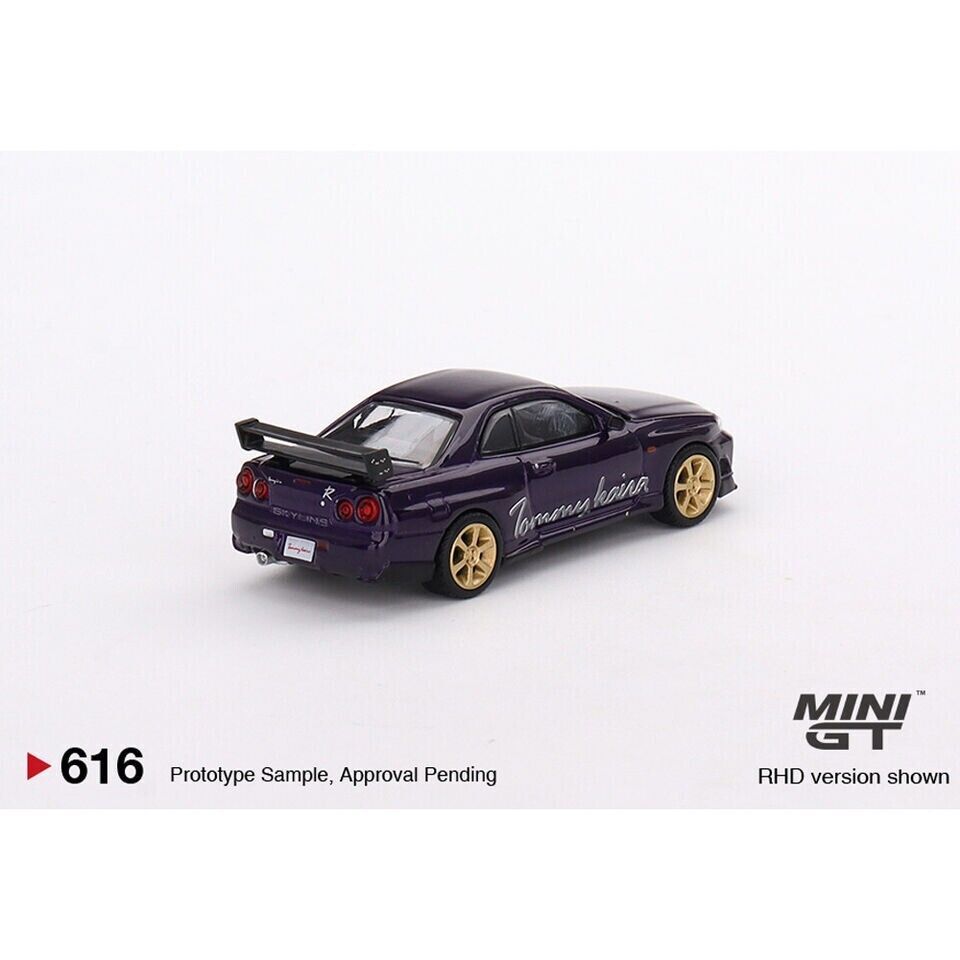 Mini GT 1:64 Die-cast Car #616R Nissan Skyline GT-R (R34) Tommykaira R-z, Midnight Purple 616-R