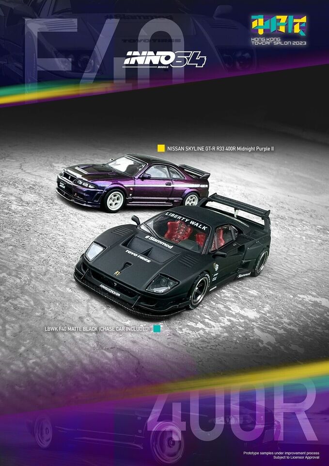 INNO64 1:64 NISSAN SKYLINE GT-R (R33) Nismo 400R Midnight Purple II Hong Kong Toycar - 400RHKTS23