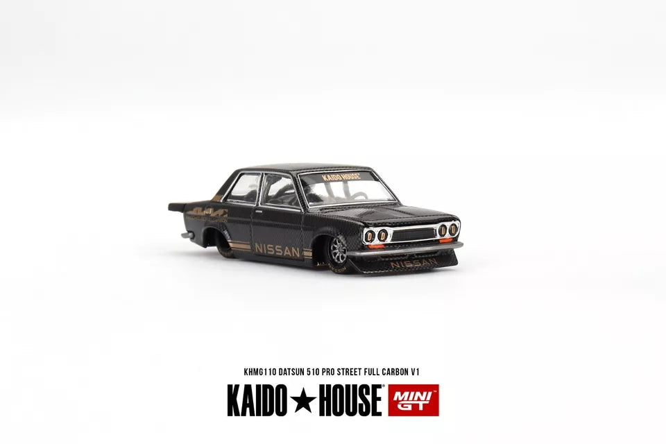 Mini GT 1:64 Scale Kaido House Datsun 510 Pro Street Full Carbon V1 -Black - KHMG110