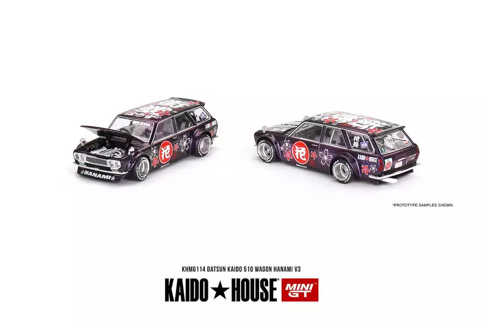 Mini GT 1:64 Scale Kaido House Datsun 510 Wagon Hanami V3,Purple - KHM