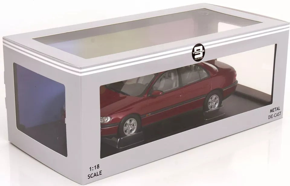Triple 9 - 1:18 Scale Diecast - 1996 Opel Omega B CD, Marseille Red Metallic - T9-1800432