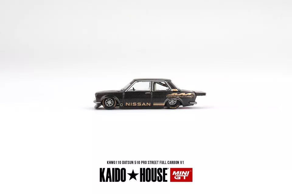 Mini GT 1:64 Scale Kaido House Datsun 510 Pro Street Full Carbon V1 -Black - KHMG110