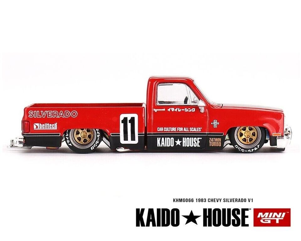 Mini GT 1:64 Kaido House Chevrolet Silverado Pick Up KAIDO V1 Red - KHMG066