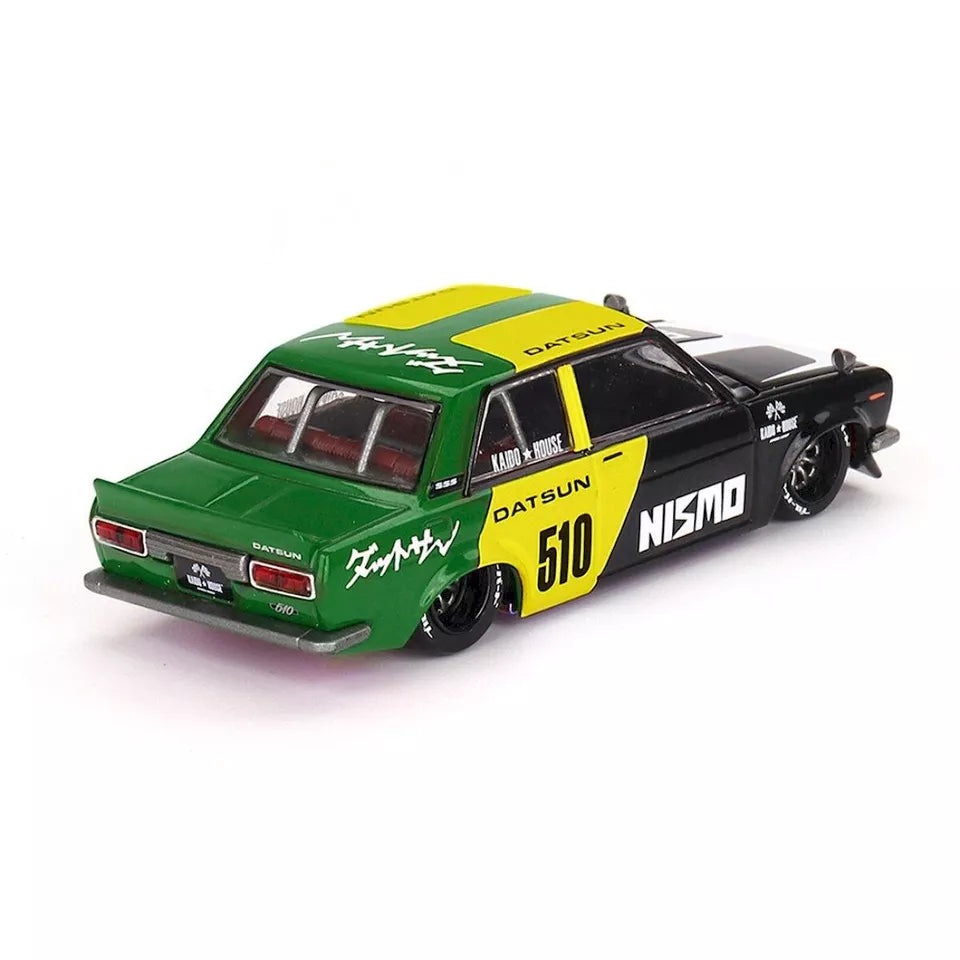 Mini GT 1:64 Scale Kaido House Datsun Street 510 Racing V2 - Black/Yellow/Green - KHMG131