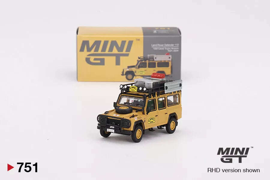 Mini GT 1:64 Diecast Car Land Rover Defender 110 - 1989 Camel Trophy Team Japan - MGT00751-R