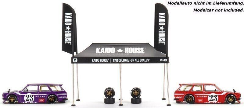 Mini GT 1:64 Kaido Tent v1 with set of rims, Black/White - MGTKHMG061