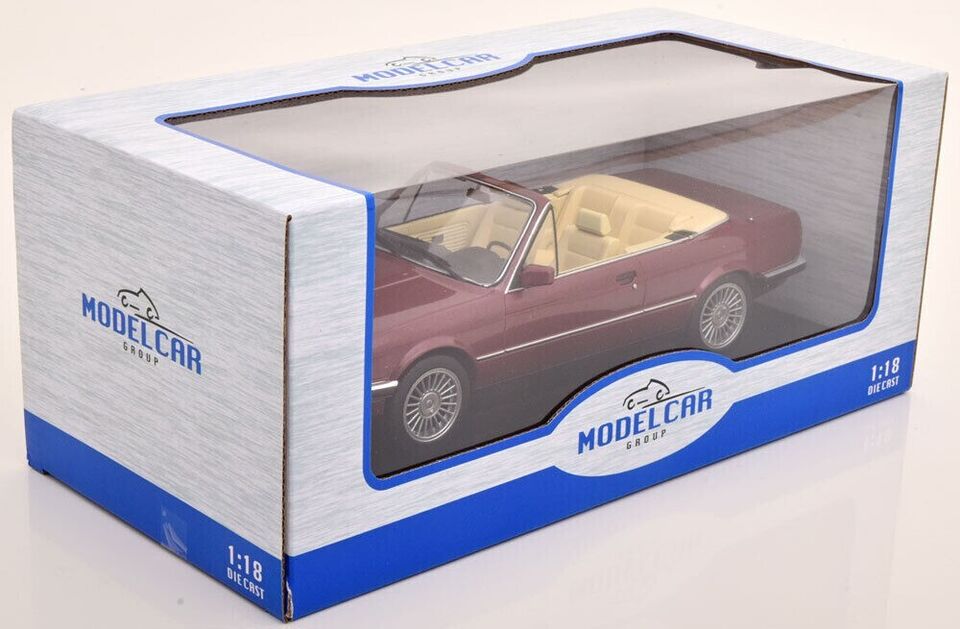 MCG 1:18 Scale Diecast Model, BMW 325I (E30) CONVERTIBLE METALLIC RED