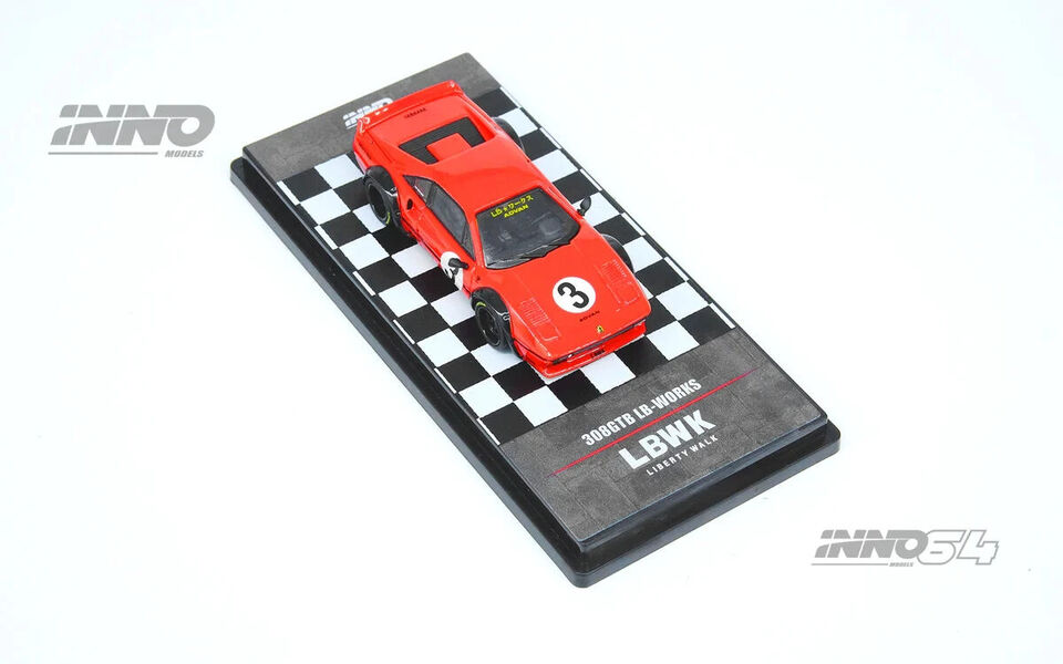 INNO64 1:64 Scale Diecast Ferrari 308 GLB #3 LBWK - Liberty Walk, Red