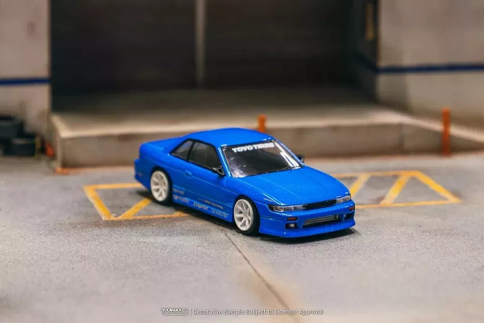 TARMAC WORKS 1:64 Scale Diecast, VERTEX Nissan Silvia S13 Blue Metallic, Toyo Tyres - T64G-025-BL