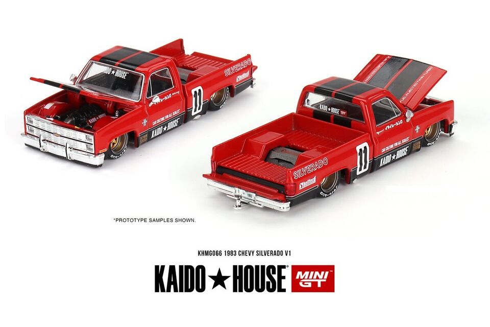 Mini GT 1:64 Kaido House Chevrolet Silverado Pick Up KAIDO V1 Red - KHMG066