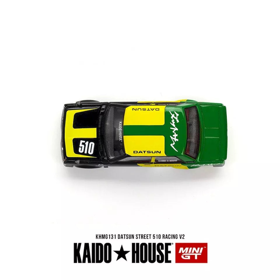 Mini GT 1:64 Scale Kaido House Datsun Street 510 Racing V2 - Black/Yellow/Green - KHMG131