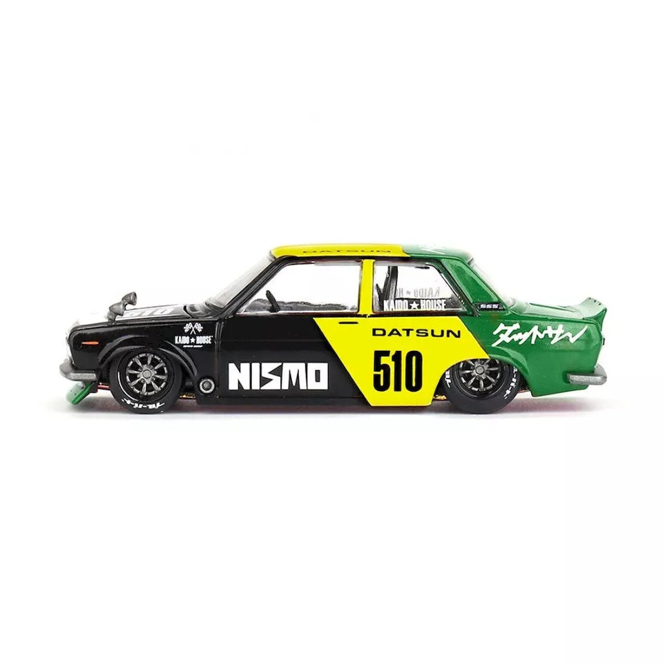Mini GT 1:64 Scale Kaido House Datsun Street 510 Racing V2 - Black/Yellow/Green - KHMG131