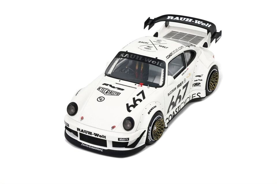 GT Spirit 1:18 Scale Resin Model - Porsche 911 (964) RWB Coast Cycles, White - GT410