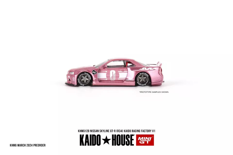 Mini Gt Kaido House 1:64 Nissan Skyline GT-R (R34) Kaido Racing Factory V1 - KHMG128