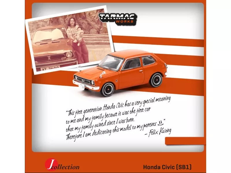 TARMAC WORKS 1:64 Scale Diecast, Honda Civic (SB1), Orange - T64G-TL006-OR