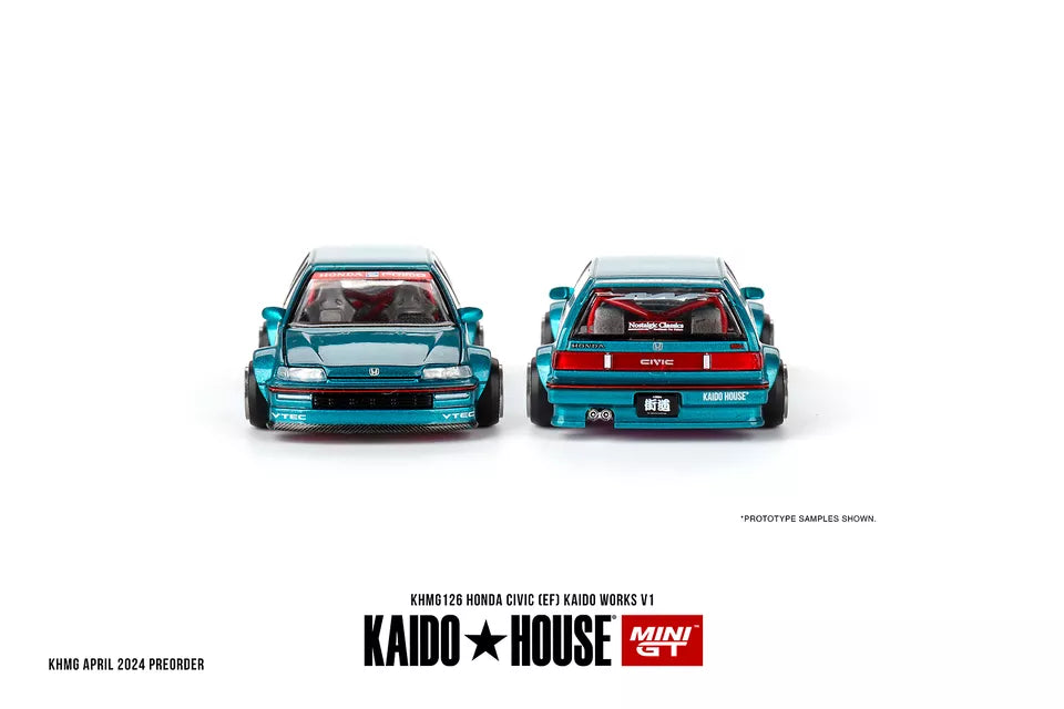 Mini GT 1:64 Kaido House 1987 HONDA CIVIC (EF) KAIDO WORKS V1, Tahitian Green - KHMG126