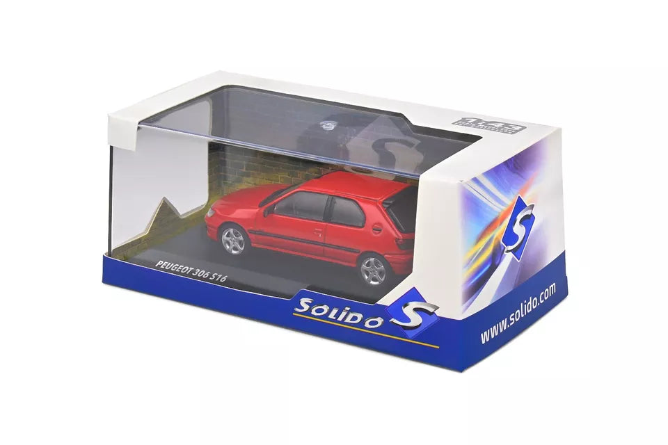 SOLIDO 1:43 Diecast - 2002 Peugeot 306 S16, Vallelunga Red - S4311403