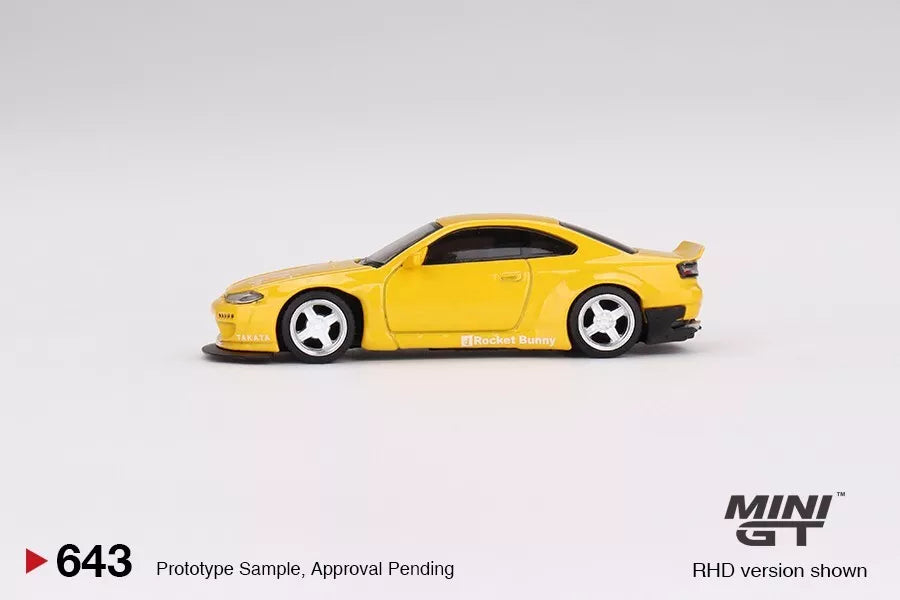 Mini GT 1:64 Diecast Car - Nissan Silvia (S15) Rocket Bunny, Bronze Yellow (RHD) - 643-R
