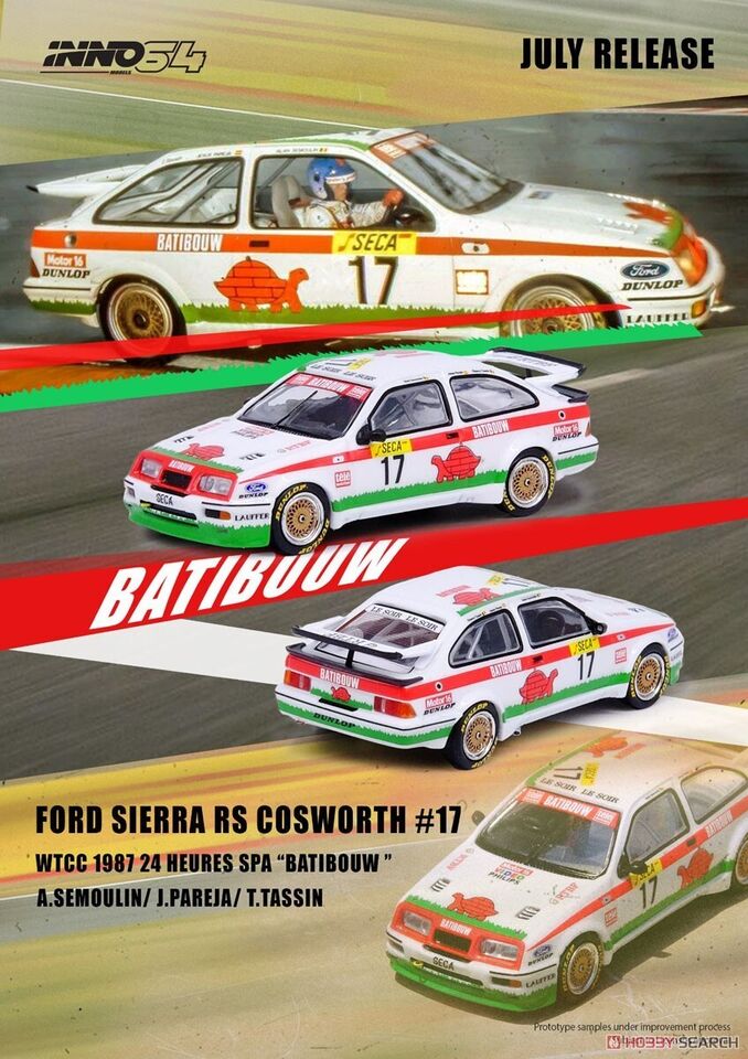 INNO64 1:64 Scale Diecast Model Car FORD SIERRA RS500 COSWORTH BTCC 1987 SPA 24