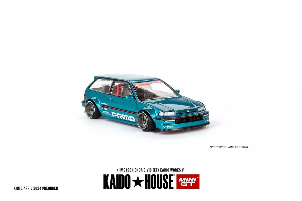 Mini GT 1:64 Kaido House 1987 HONDA CIVIC (EF) KAIDO WORKS V1, Tahitian Green - KHMG126
